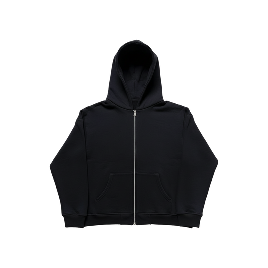 BLACK BASIC BOXY FIT zip-up